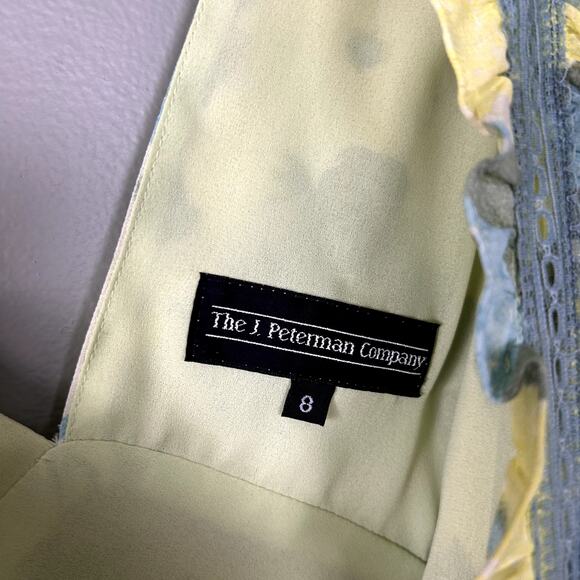 J. Peterman Dress Vintage 90's Blue Green Floral size 8 Medium Midi Summer - Picture 11 of 11